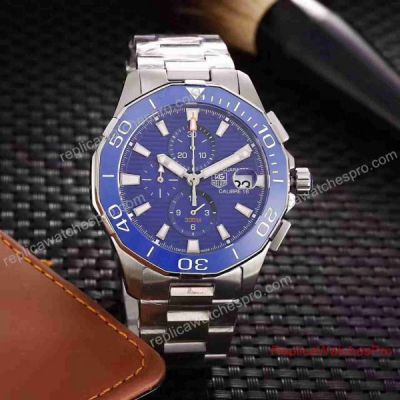 Replica TAG Heuer Aquaracer 300M Calibre 16 SS Blue Chronograph Watch 45mm